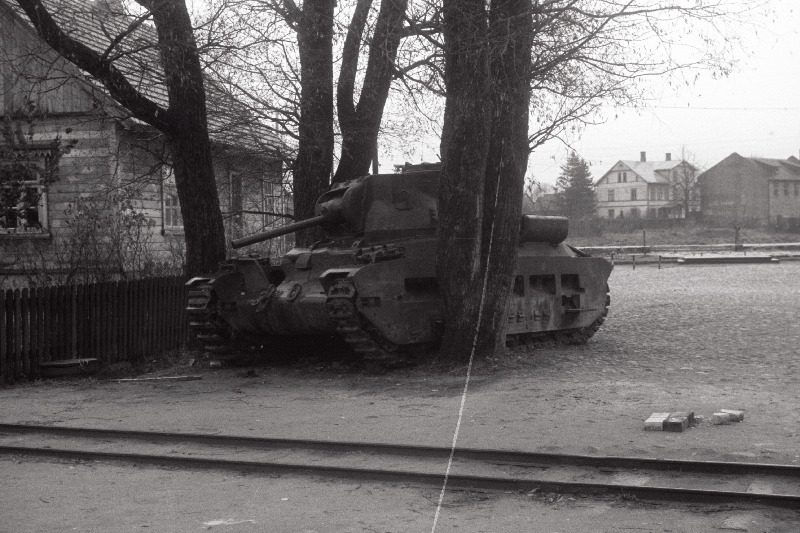 Saksa tank Viljandi raudteejaama lähedal. EFA.217.0.183384.